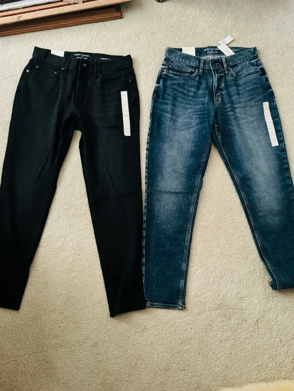 Banana Republic Travel Jean Bundle Men’s Black & Medium Wash Blue Denim